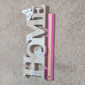 Wooden Home sign with butterflies and flowers